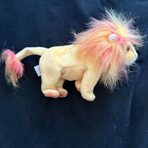 Ty Beanie Baby Bushy Plush Lion Toy - Yellow and Pink